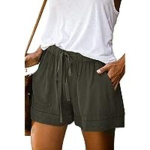 LOHILL Women's Pocket Shorts, Drawstring Elastic Waist fit Shorts